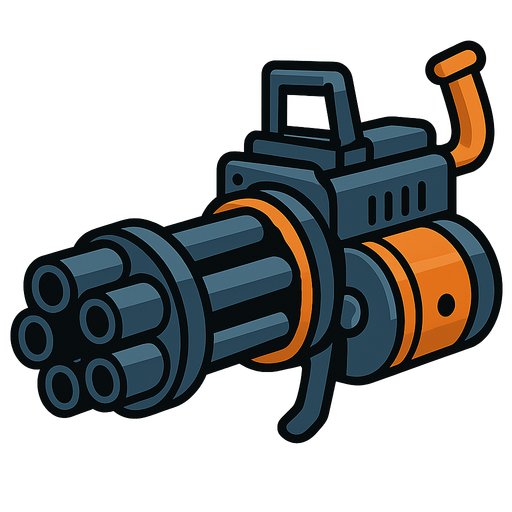 gattling gun.
In-Game asset.  2d.  High contrast.  No shadows