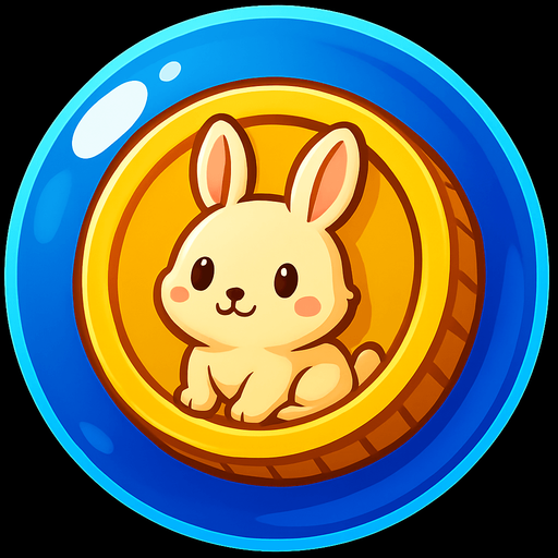 the coin inside the bubble have a cute rabbit