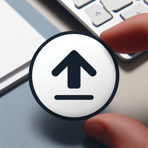 round button with a big "up" arrow icon and a small line under it.
UI