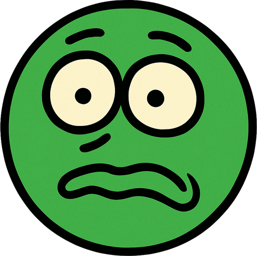 yüzü gözü olan salak salak bakan yuvarlak yeşil yüz.
In-Game asset.  2d.  High contrast.  No shadows