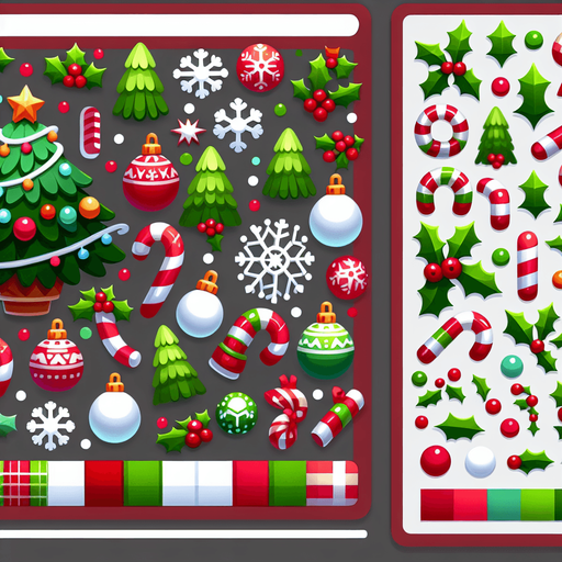 Cartoon Christmas decoration  
Single Game Texture. In-Game asset. 2d. Blank background. High contrast. No shadows.
