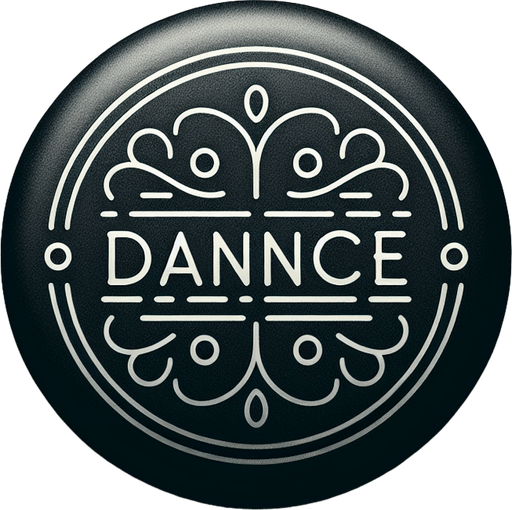 black button with white lined and rounder corners, 'Dance' text on the center