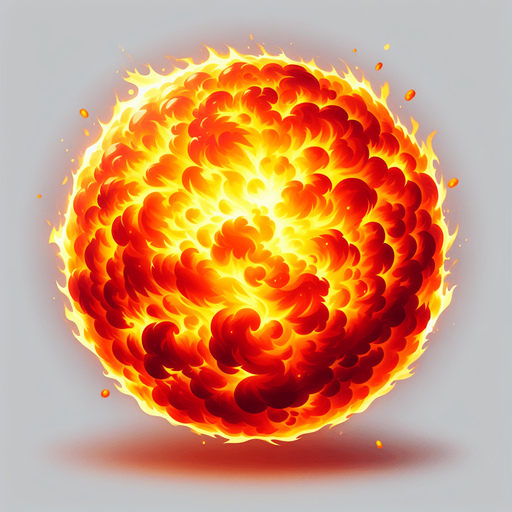 ball fire after explotion.
Single Game Texture.  In-Game asset.  2d.  Blank background.  High contrast.  No shadows