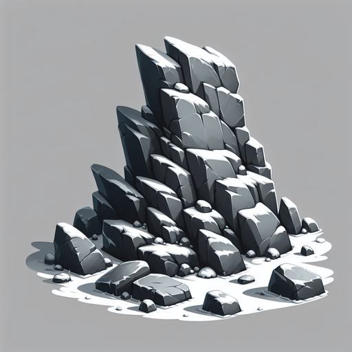 A rock in a rts style Single Game Texture. In-Game asset. 2d. Blank background. High contrast. No shadows.