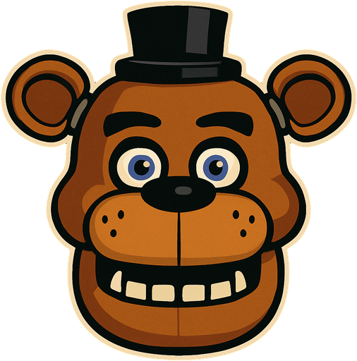freddy head.
In-Game asset.  2d.  High contrast.  No shadows