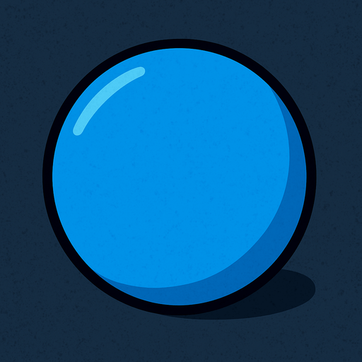 a blue ball  (no de deporte solo una pelota azul).
In-Game asset.  2d.  High contrast.  No shadows
