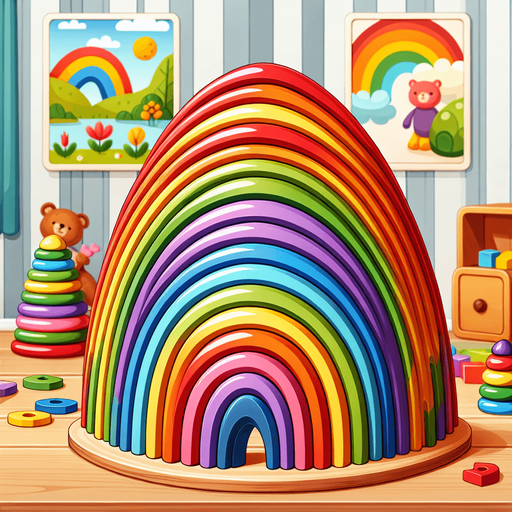 Amazing games background for wooden children’s rainbow stacking tower game.