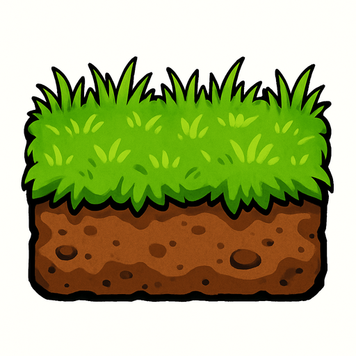 Suelo con tierra y cesped.
In-Game asset.  2d.  High contrast.  No shadows