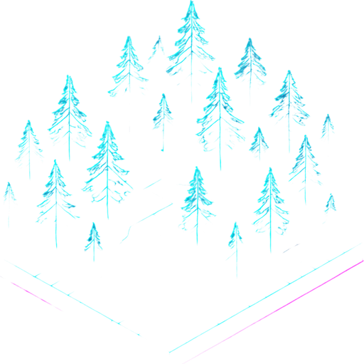 Top down isometric cyberpunk simulation hologram grid projection forest