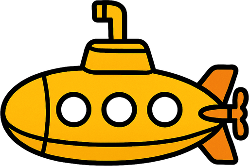 horizontal top down image submarine.
In-Game asset.  2d.  High contrast.  No shadows