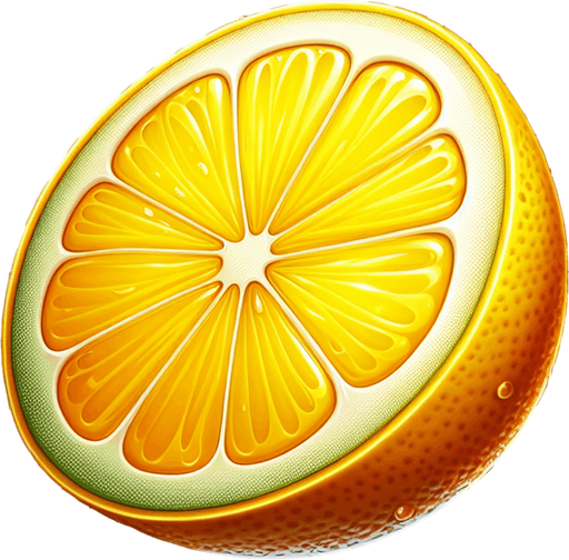lemon slice.
Single Game Texture. In-Game asset. 2d. Blank background. High contrast. No shadows.