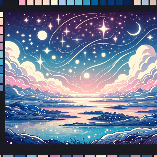 beautiful landscape. starry sky, pastel colours, high definition, alien world.
Single Game Texture. In-Game asset. 2d. Blank background. High contrast. No shadows.