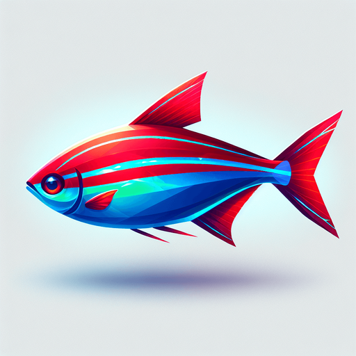 a cardinal tetra.
Single Game Texture. In-Game asset. 2d. Blank background. High contrast. No shadows.