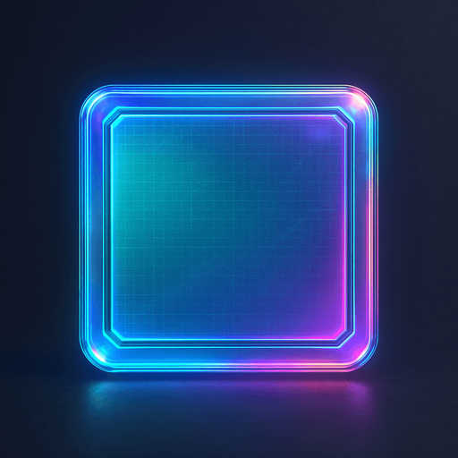 button in the shape of a protorealistic holographic futuristc Rectangle .
Front view.