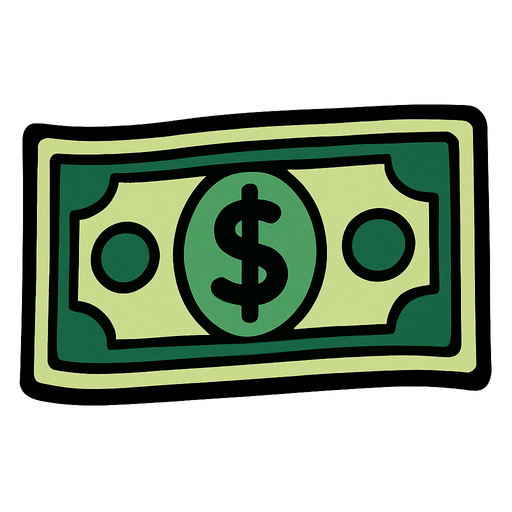 dollar paper.
In-Game asset.  2d.  High contrast.  No shadows