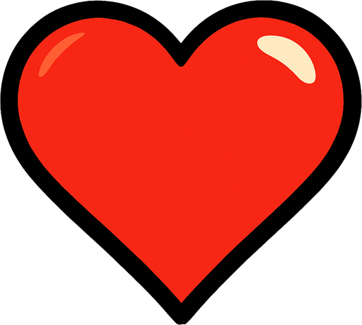cartoony heart for game hud.
In-Game asset.  2d.  High contrast.  No shadows