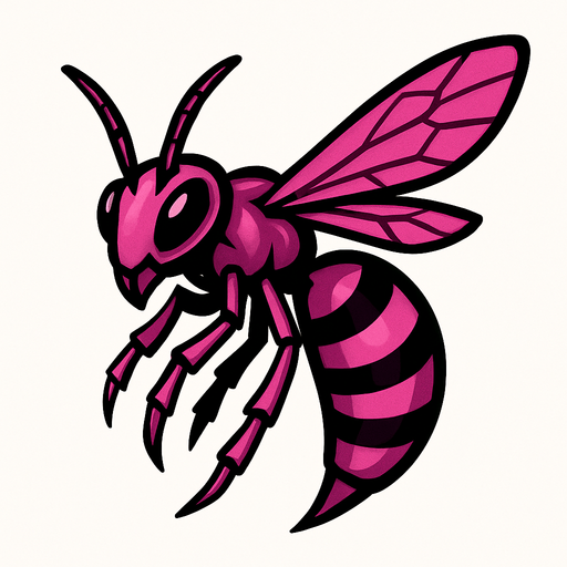 Guêpe rose.
In-Game asset.  2d.  High contrast.  No shadows