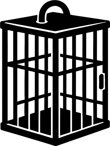 black cage.
In-Game asset.  2d.  High contrast.  No shadows