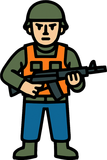 soldier character.
In-Game asset.  2d.  High contrast.  No shadows