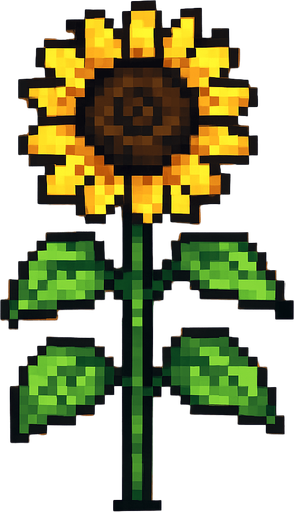 Tallo de girasol, pixelart.
In-Game asset.  2d.  High contrast.  No shadows