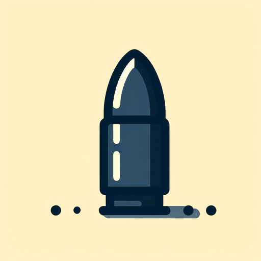 bullet.
Single Game Texture.  In-Game asset.  2d.  Blank background.  High contrast.  No shadows