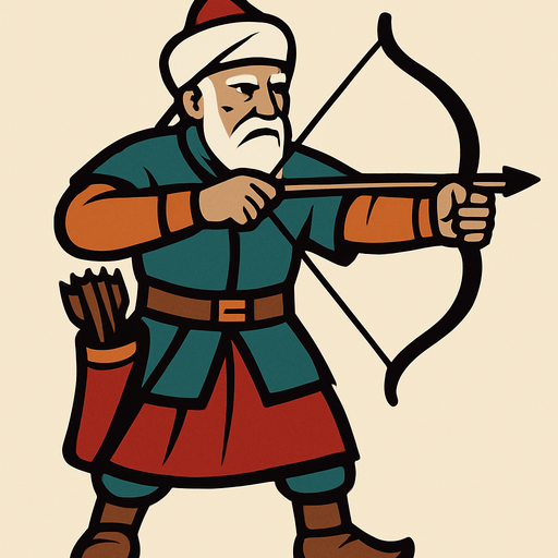 Senior archer from the Ottoman period.
In-Game asset.  2d.  High contrast.  No shadows