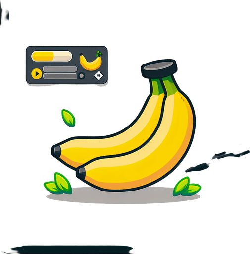 A couple of bananas.
Single Game Texture. In-Game asset. 2d. Blank background. High contrast. No shadows.
