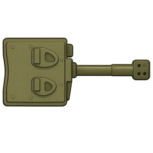 its the view of a tank turret, but from its top. No background. Transparent background. Blank background. No shadows. 2d. In-Game asset. flat