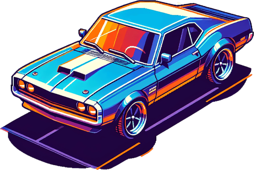 Car.
Single Game Texture.  In-Game asset.  2d.  Blank background.  High contrast.  No shadows