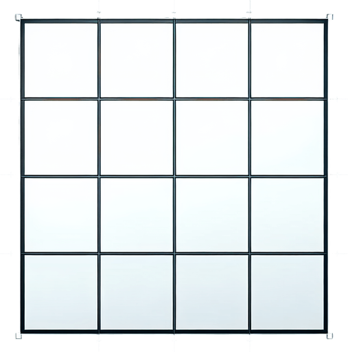 A white square with 9 smaller white squares grid aligned inside of it, like a sort of a menu item for a game interface..
Single Game Texture. In-Game asset. 2d. Blank background. High contrast. No shadows.