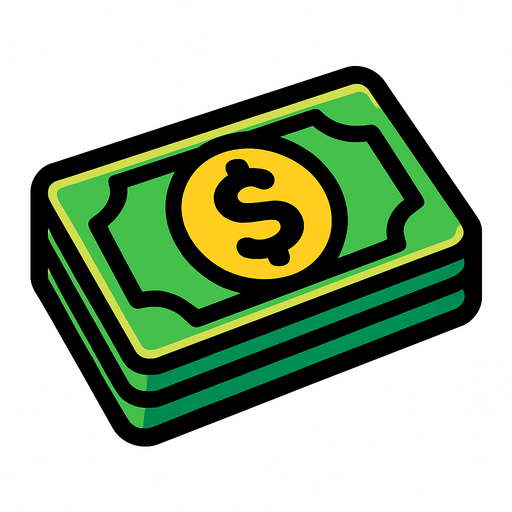 money icon.
In-Game asset.  2d.  High contrast.  No shadows