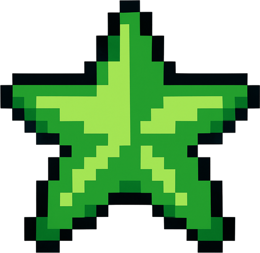 2d star pixel art green.
In-Game asset.  2d.  High contrast.  No shadows