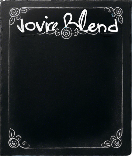 Text "NOVICE BLEND" in chalk, handwritten