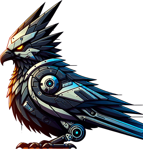 Sci Fi bird enemy. Side on 2D.
In-Game asset.  High contrast.  No shadows