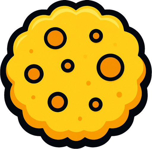 yellow cookie.
In-Game asset.  2d.  High contrast.  No shadows