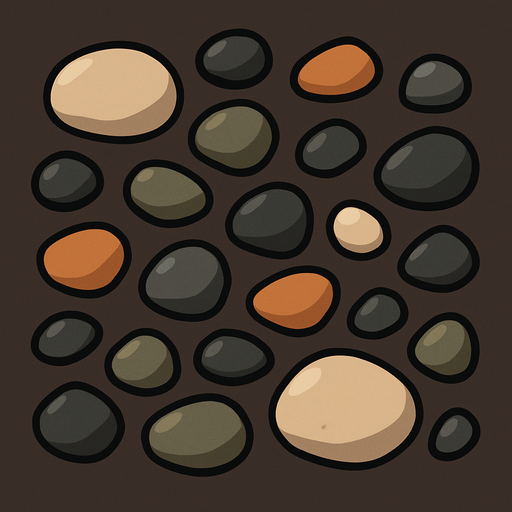 çakıl taşları.
In-Game asset.  2d.  High contrast.  No shadows