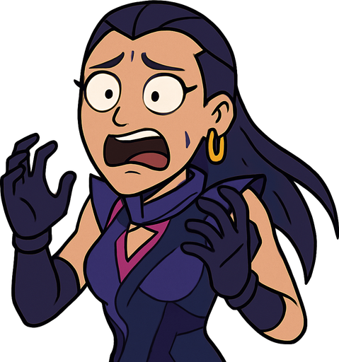 Valorant reyna cartoon. Shes scared. Cartoon PNG transparent