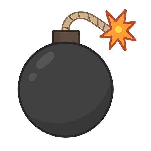 bomba. No background. Transparent background. Blank background. No shadows. 2d. In-Game asset. flat