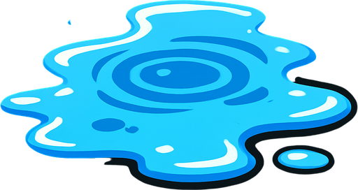 puddle of water.
In-Game asset.  2d.  High contrast.  No shadows