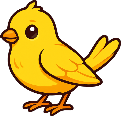A very sweet yellow canary bird.
In-Game asset.  2d.  High contrast.  No shadows