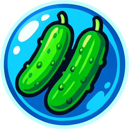 2 cucumbers inside a glass  bubble.
In-Game asset.  2d.  High contrast.  No shadows
