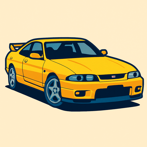 a nissan skyline gtr33.
In-Game asset.  2d.  High contrast.  No shadows