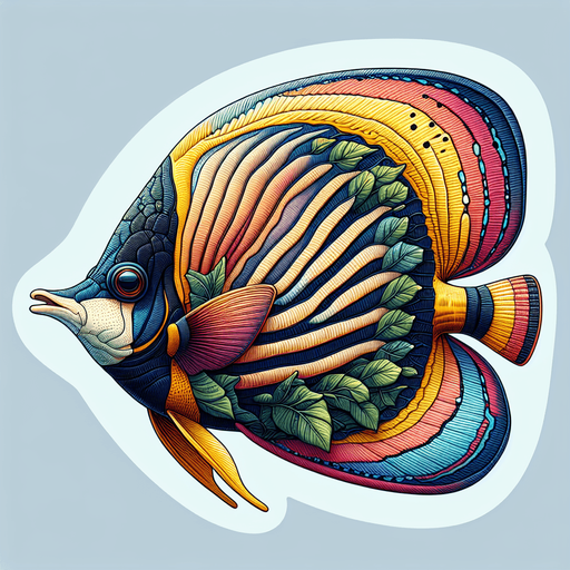 A realistic butterflyfish.
Single Game Texture. In-Game asset. 2d. Blank background. High contrast. No shadows.