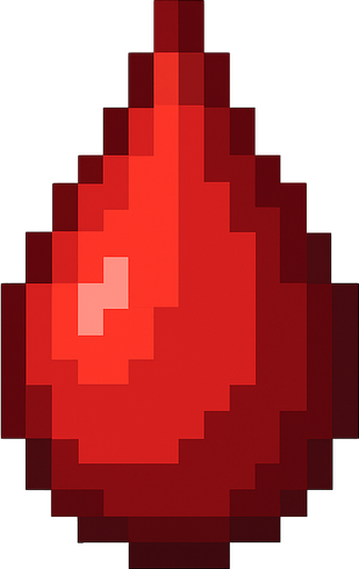 gota de sangue com contorno branco, pixel art, fundo transparente.
In-Game asset.  2d.  High contrast.  No shadows