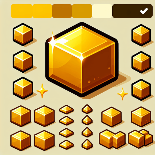 gold blocks.
Single Game Texture.  In-Game asset.  2d.  Blank background.  High contrast.  No shadows