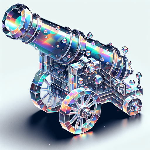A cannon made out of a bubble.
Single Game Texture.  In-Game asset.  2d.  Blank background.  High contrast.  No shadows