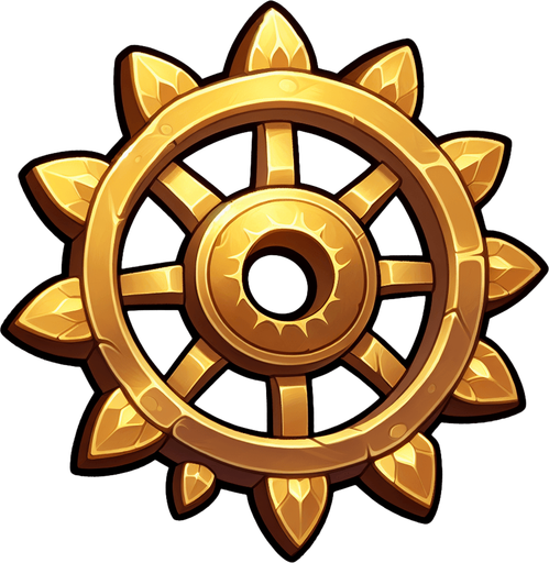 латунная шестерня в стиле hand-paint.
Single Game Texture.  In-Game asset.  2d.  Blank background.  High contrast.  No shadows