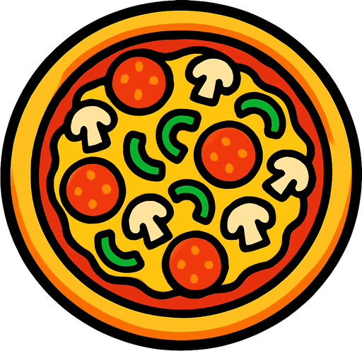 pizza.
In-Game asset.  2d.  High contrast.  No shadows