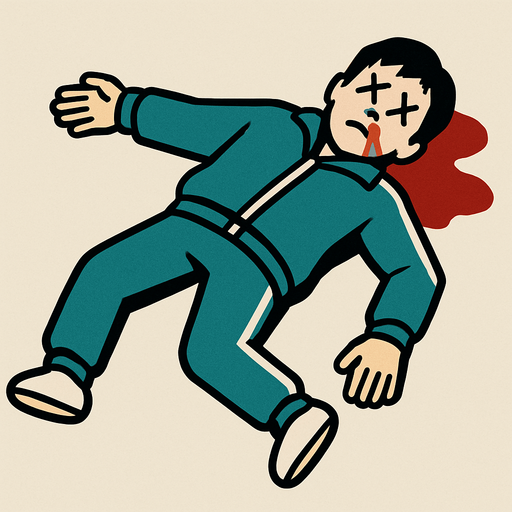 A Human Wearing Shirt And Pants Looking like the squid game clothes and dead
In-Game asset.  2d.  High contrast.  No shadows