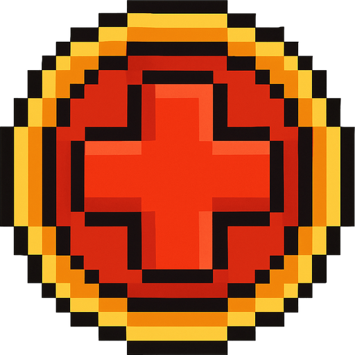 pixel art circle health button.
In-Game asset.  2d.  High contrast.  No shadows